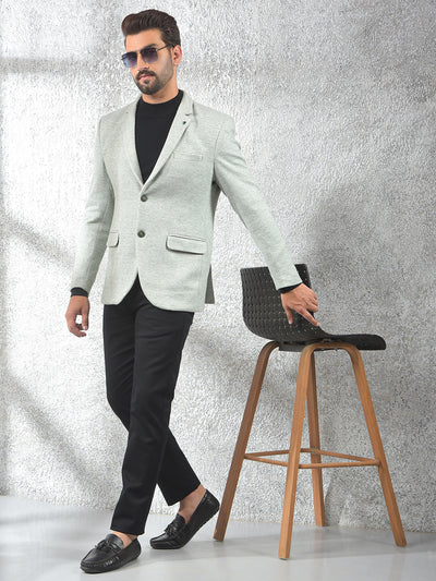 Green Notched Lapel Single-Breasted Blazer