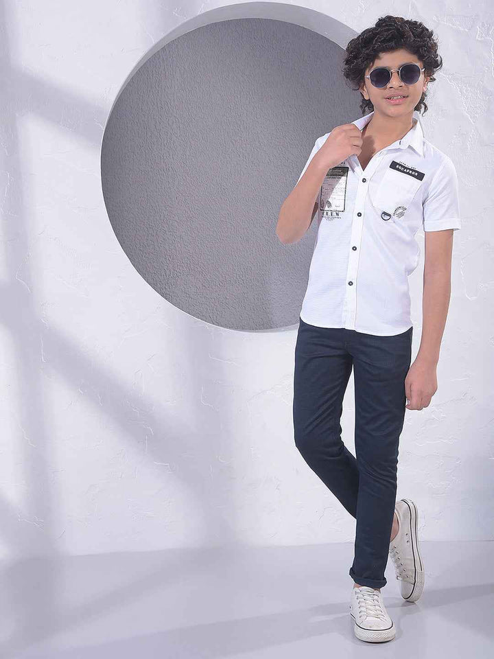 White Typographic Print Shirt