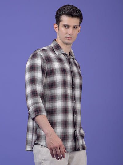 Maroon Checked 100% Cotton Shirt