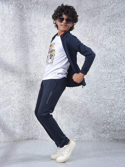 Tapered Fit Navy Blue Trackpants