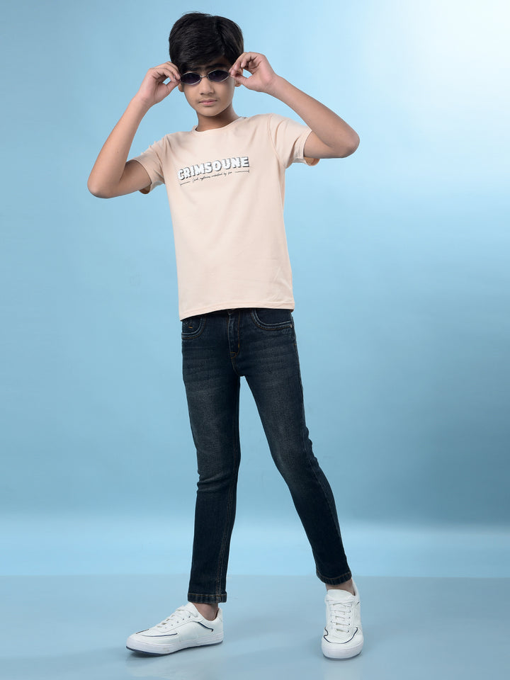 Peach Typographic Print T-Shirt