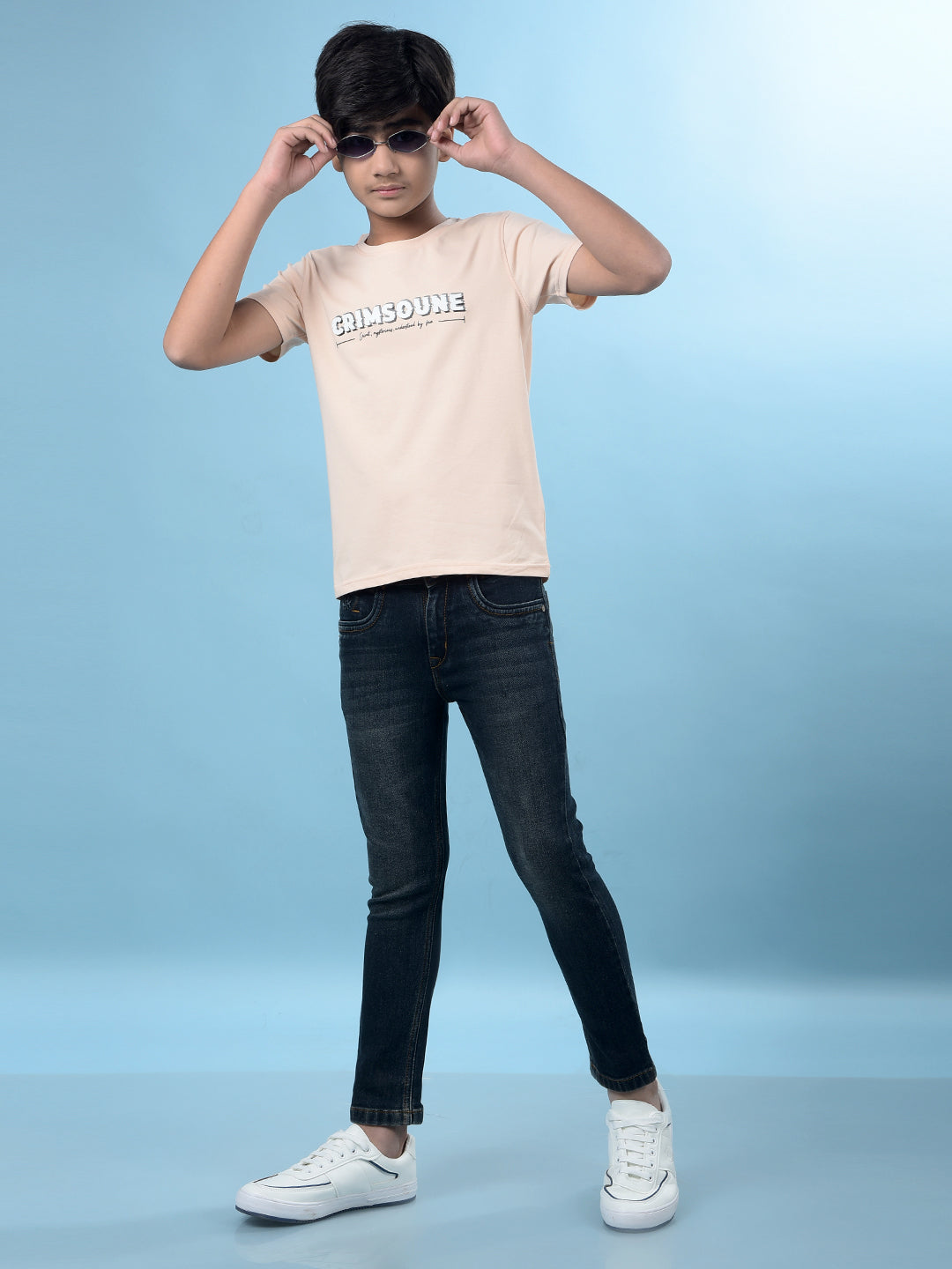 Peach Typographic Print T-Shirt