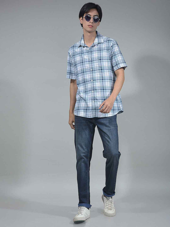 Blue Checked 100% Cotton Shirt