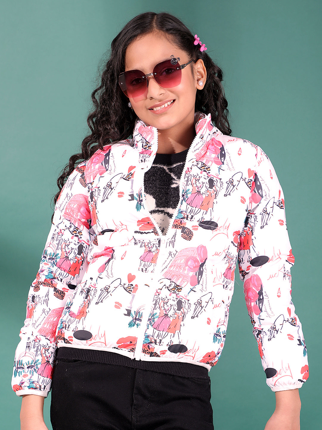 Multicolor Printed Padded Jacket