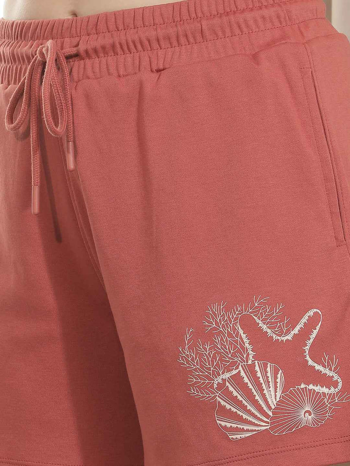 Red Graphic Printed Shorts