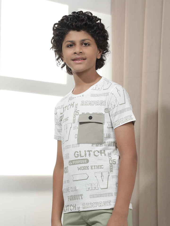 Olive Typographic Printed T-Shirt