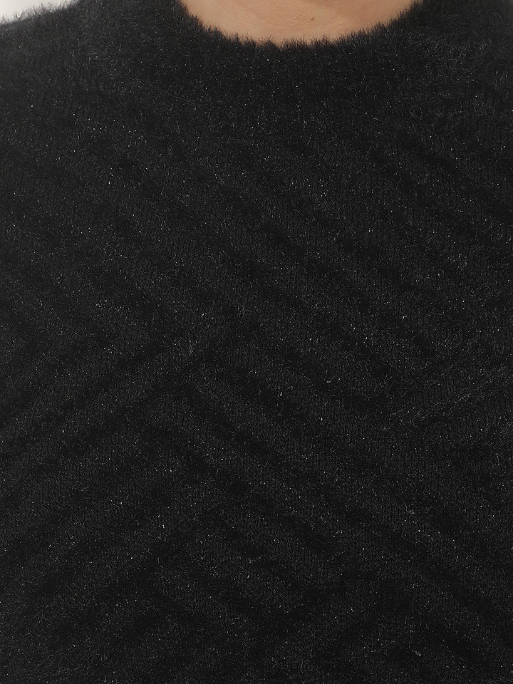 Black Jacquard Acrylic Sweater