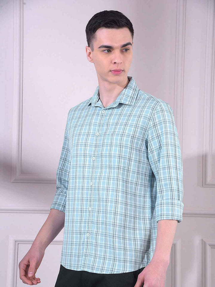 Green Checked 100% Cotton Shirt