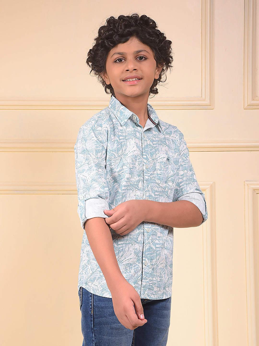 Green Floral Print 100% Cotton Shirt