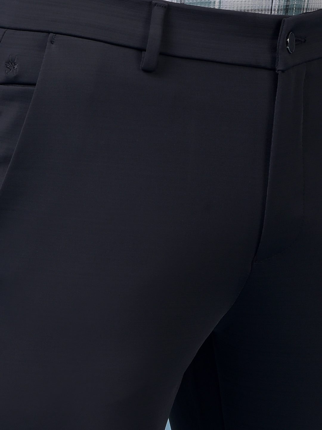 Soft-Hue Black Textured Trousers