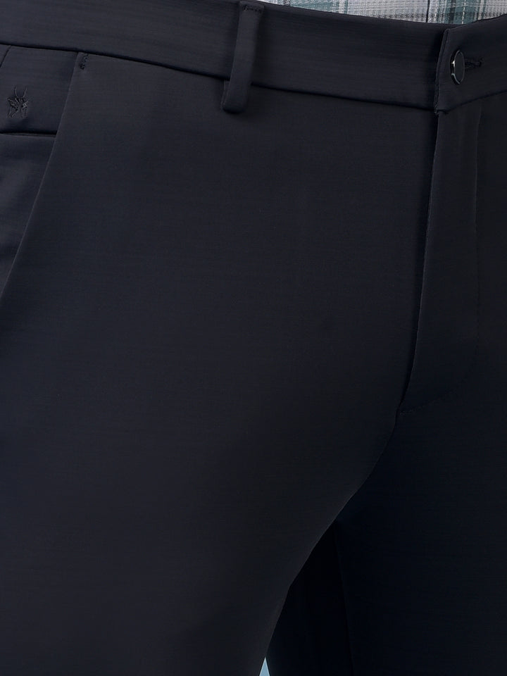 Soft-Hue Black Textured Trousers