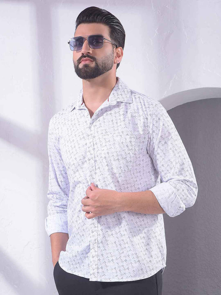 Grey Geometric Print Shirt