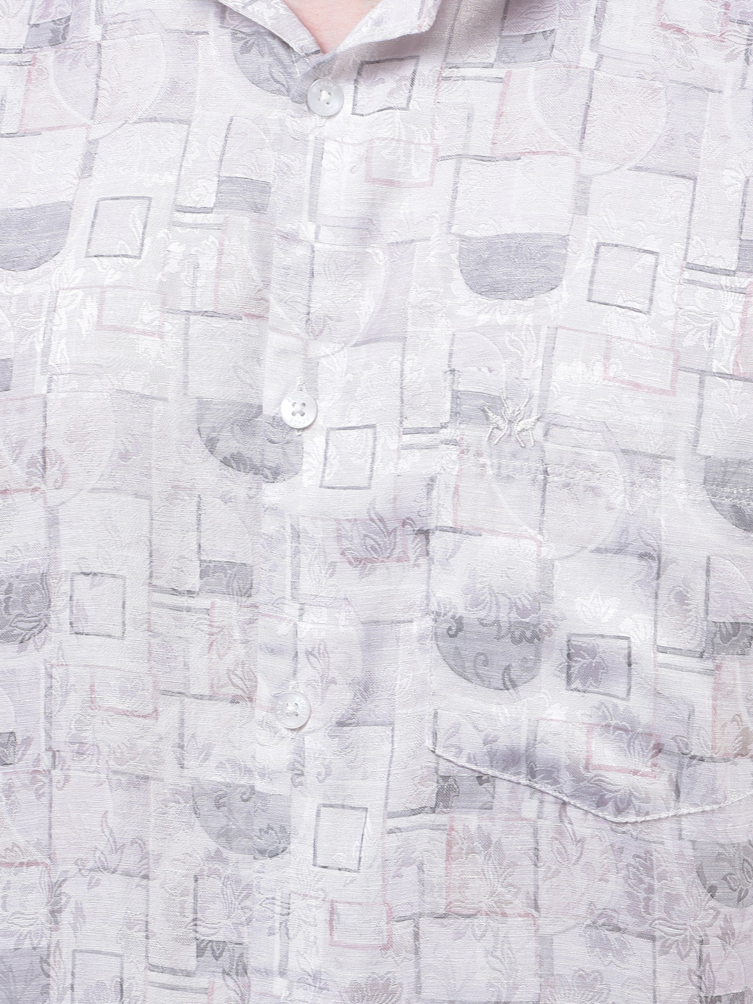 Off White Printed Linen Shirt