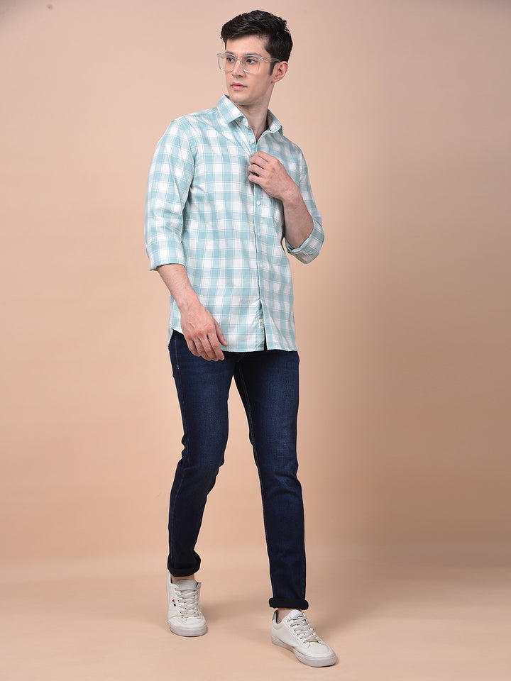 Green Checked 100% Cotton Shirt