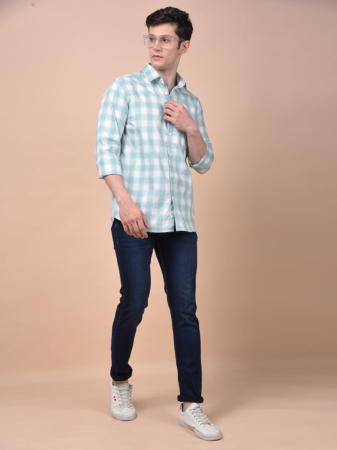 Green Checked 100% Cotton Shirt
