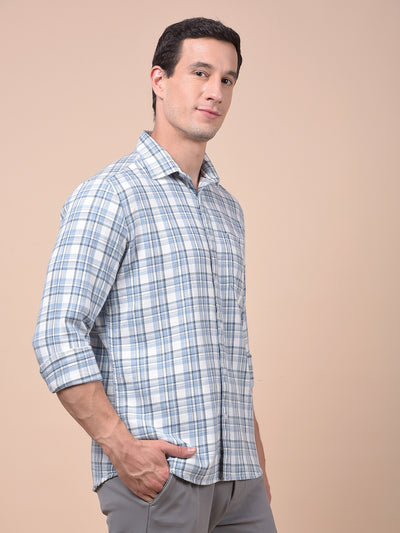 Blue Checked 100% Cotton Shirt