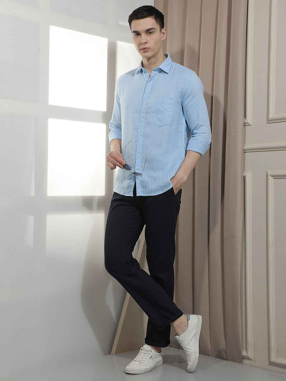 Blue Vertical Stripes Shirt