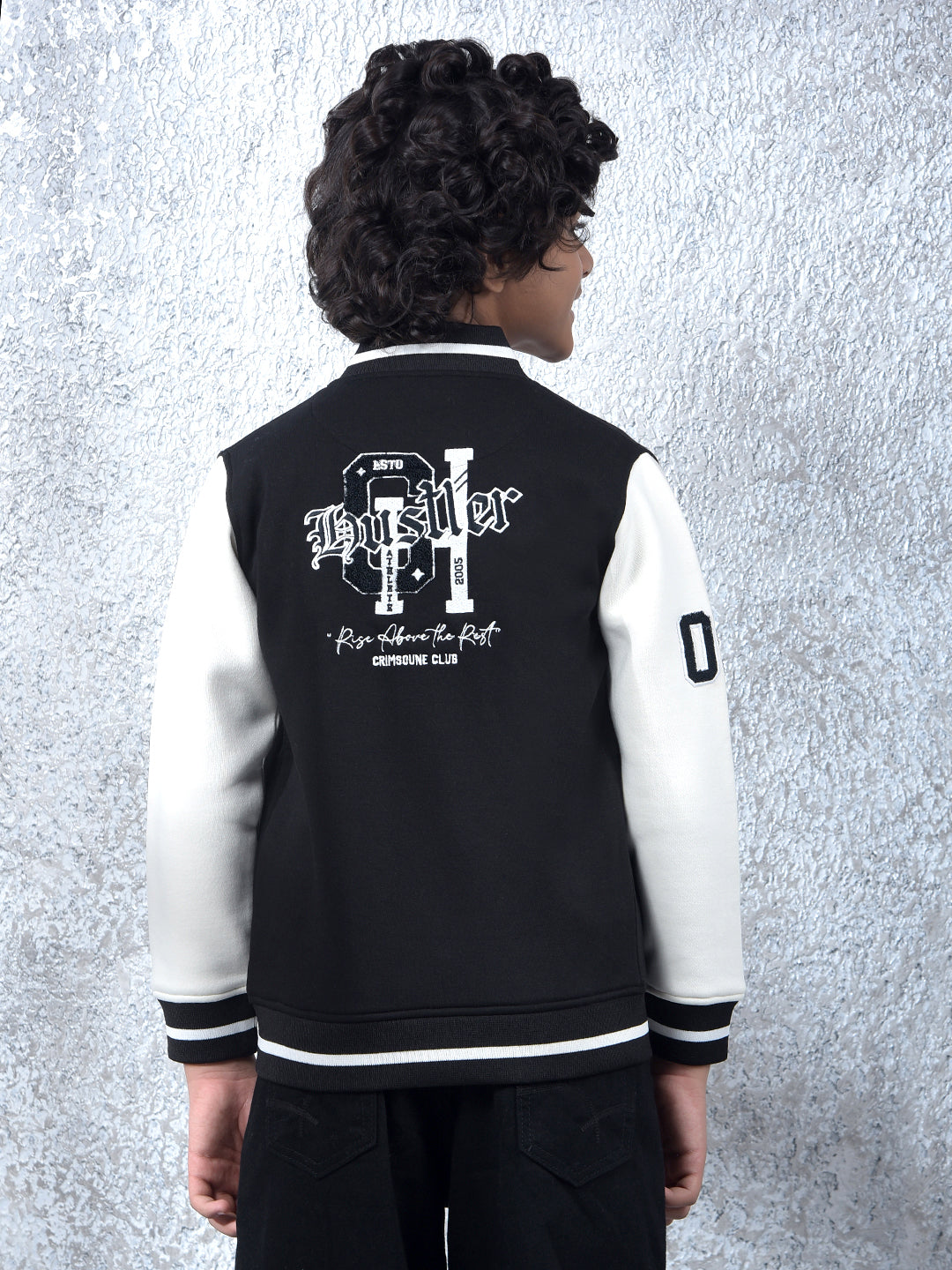Black Color-Block Varsity Jacket