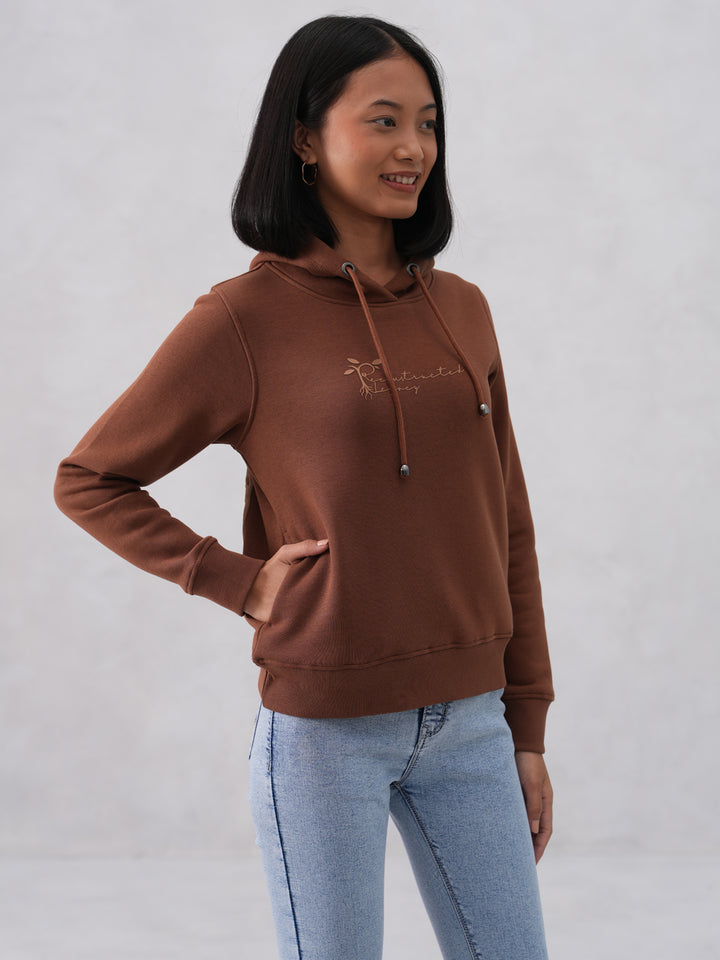 Brown Hooded Neck Sweatshirt