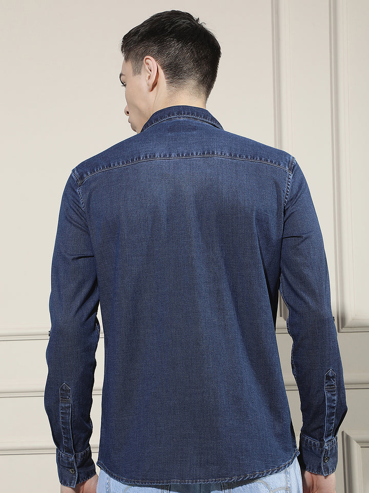 Navy Blue Double Pocket Shirt