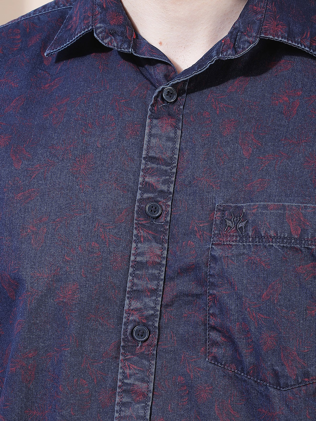 Wine Floral Print 100% Cotton Shirt