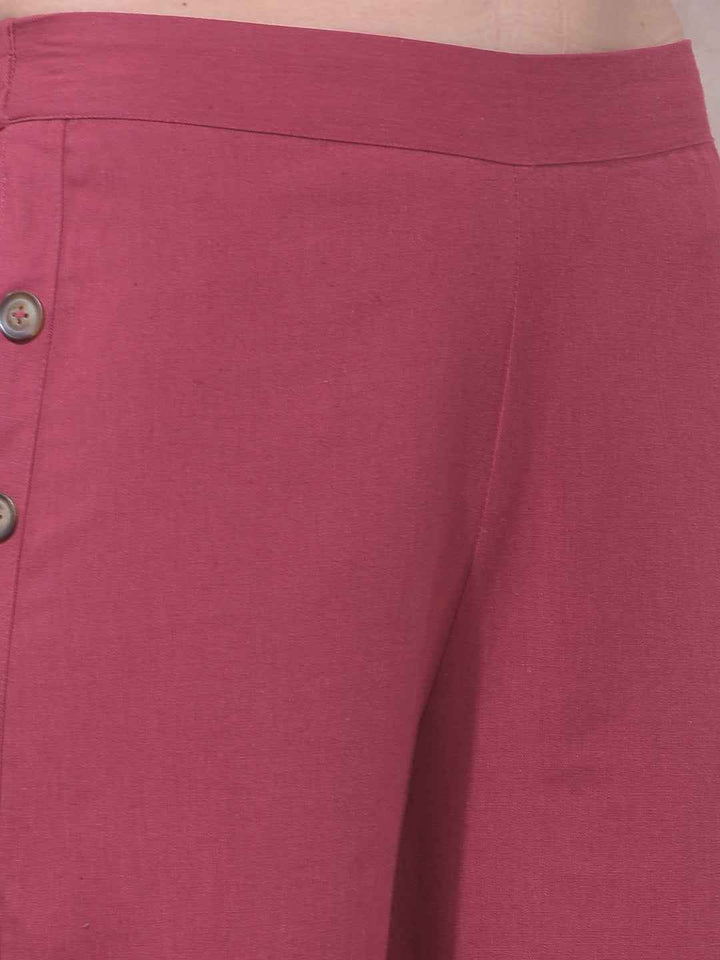 Maroon Wide Leg Casual Trousers