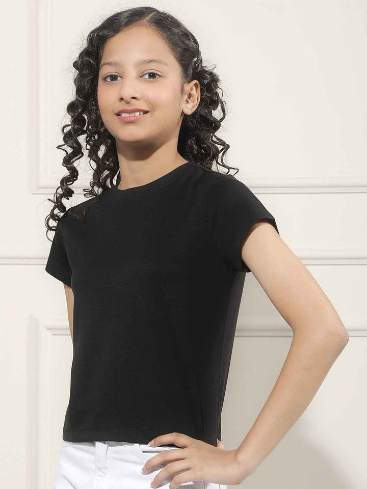 Noir Black Crop T-Shirt