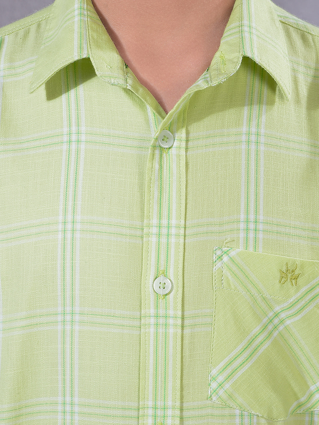 Green Checked 100% Cotton Shirt