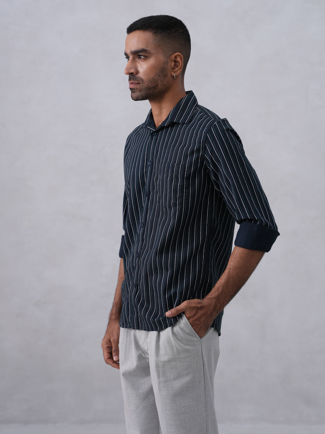 Blue Vertical Stripes 100% Cotton Shirt