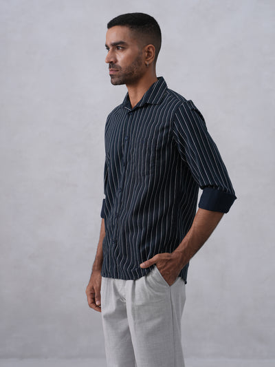 Blue Vertical Stripes 100% Cotton Shirt