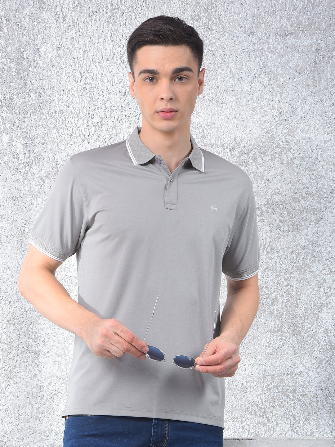 Grey Polo-Neck T-Shirt