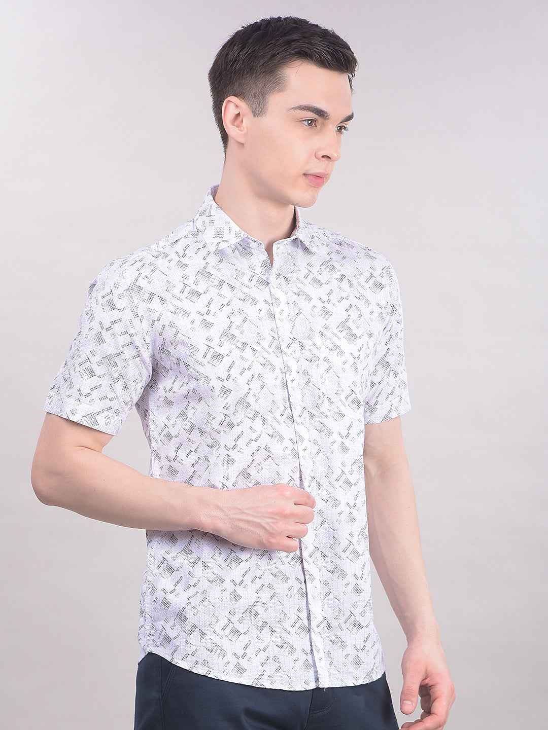 White Graphic Print Shirt
