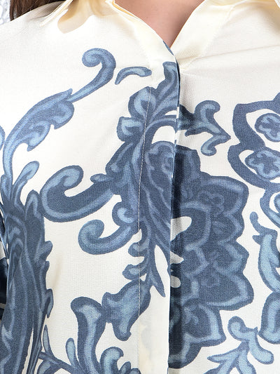 Azure Blossom Print Shirt