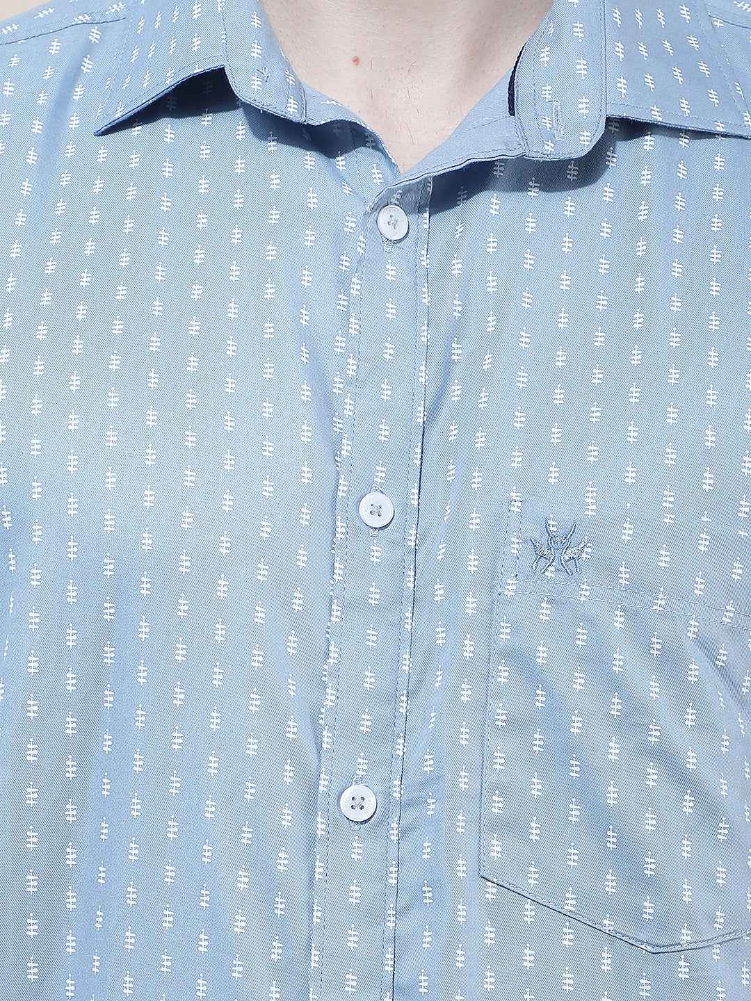 Sky Blue Micro Printed Shirt