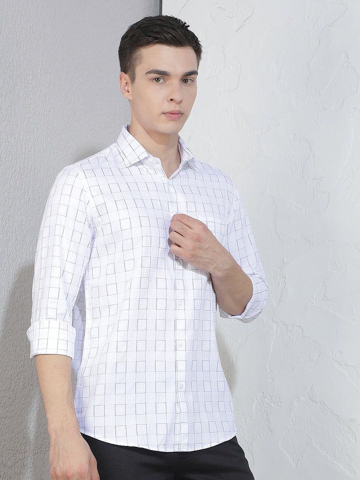 White Checked 100% Cotton Shirt