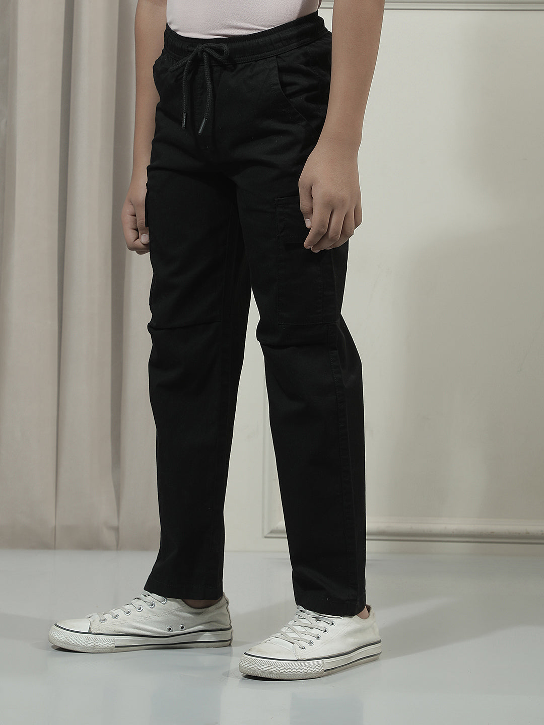 Black 100% Cotton Cargo Trackpants