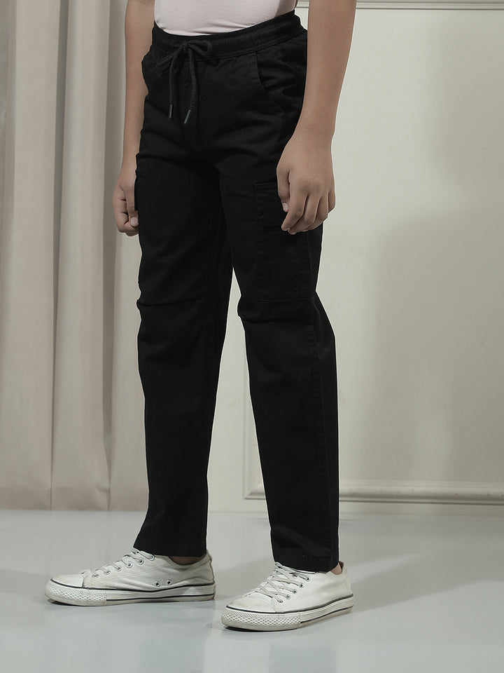 Black 100% Cotton Cargo Trackpants