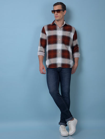Red Printed 100% Cotton Corduroy Shirt