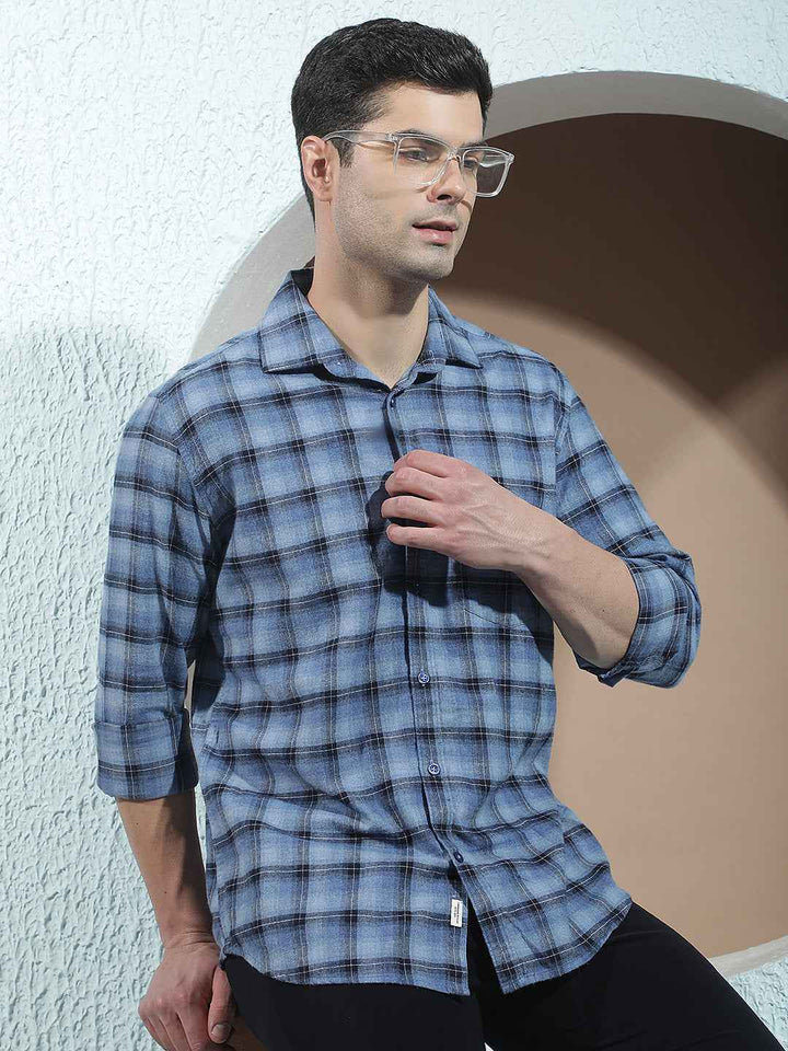 100% Cotton Blue Checked Shirt