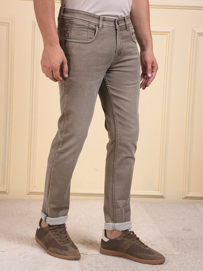 Narrow Fit Dark Wash Brown Jeans 