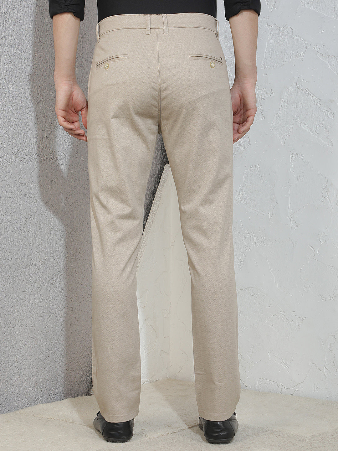 Contemporary Latte Beige Printed Trousers