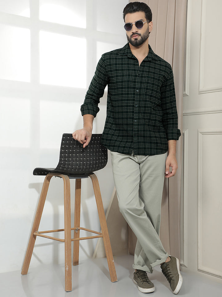 Green Checked 100% cotton Shirt
