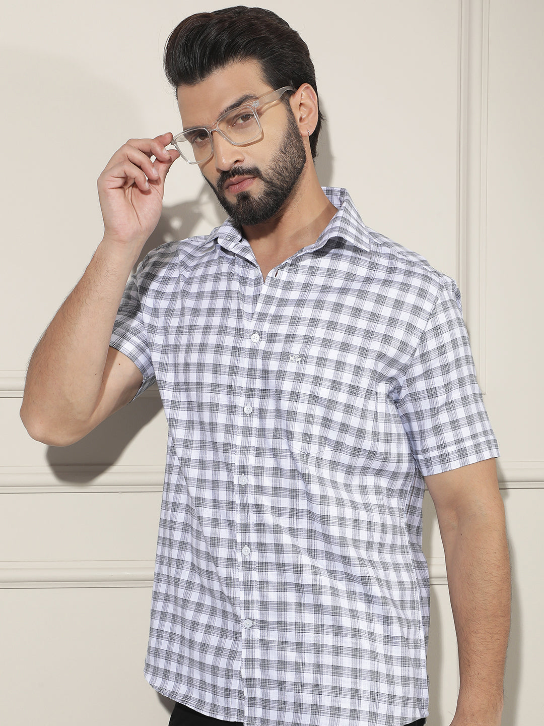 White Checked 100% Cotton Shirt