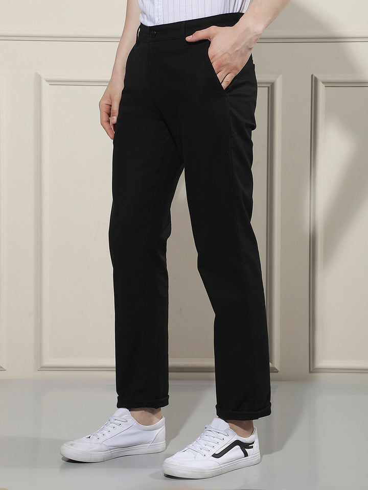 Refined Stealth Black Straight Trousers