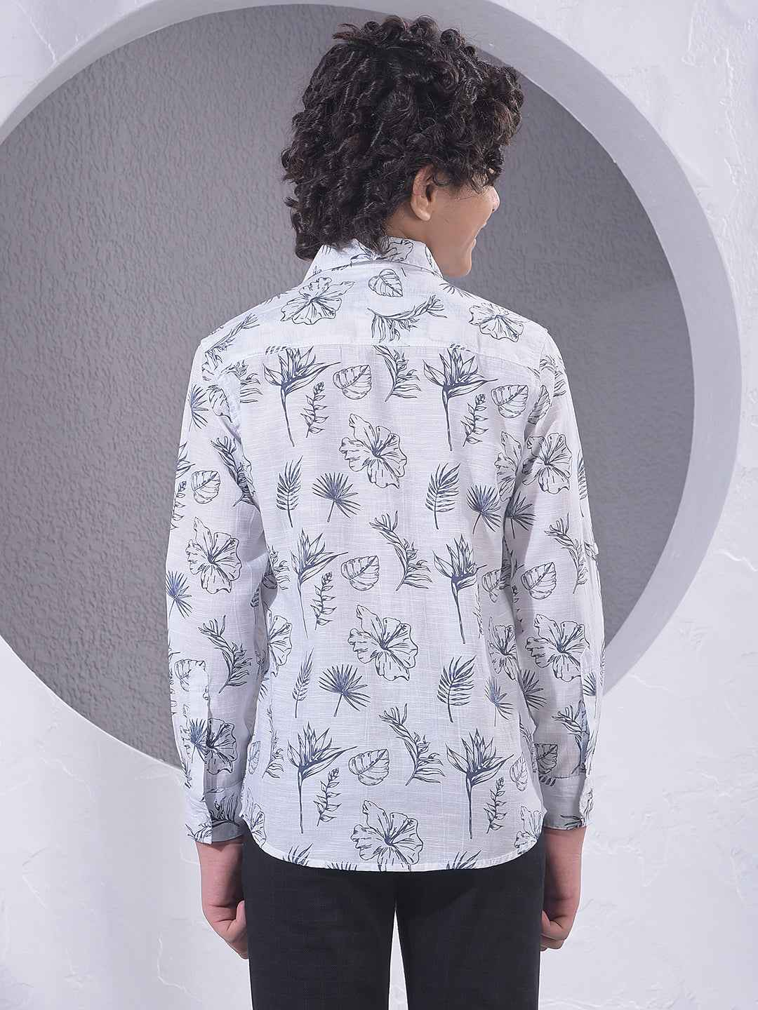 White Floral Print Shirt