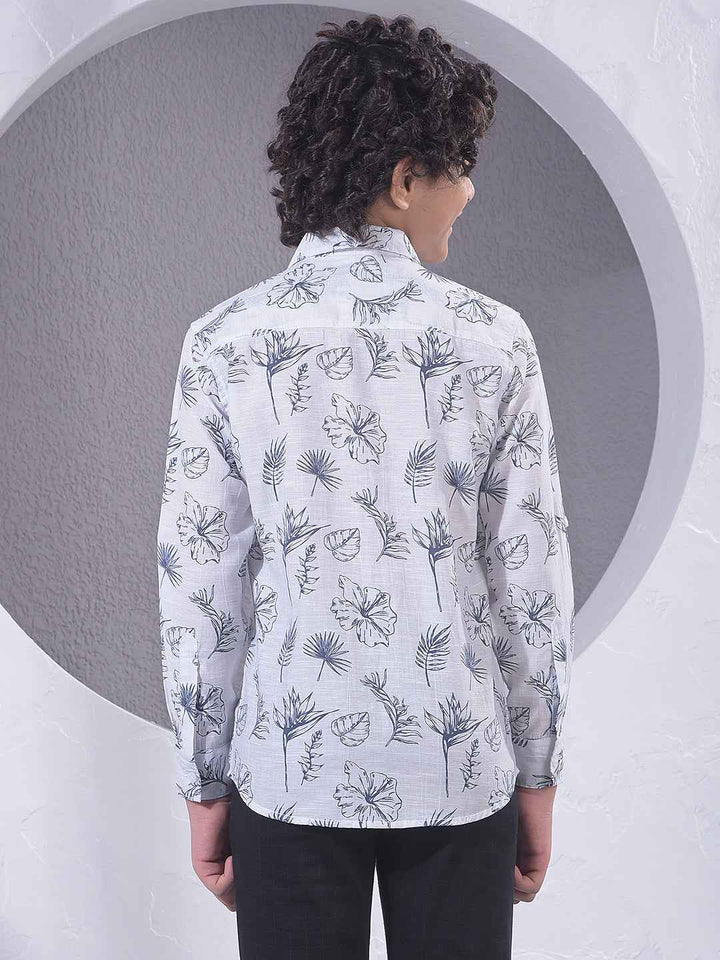 White Floral Print Shirt