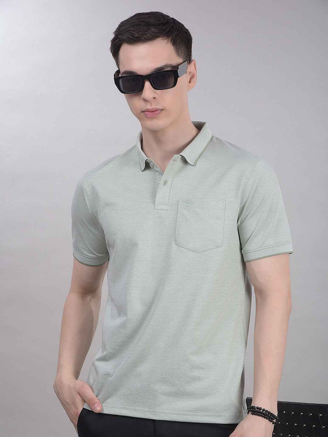 Grey Polo Neck T-Shirt