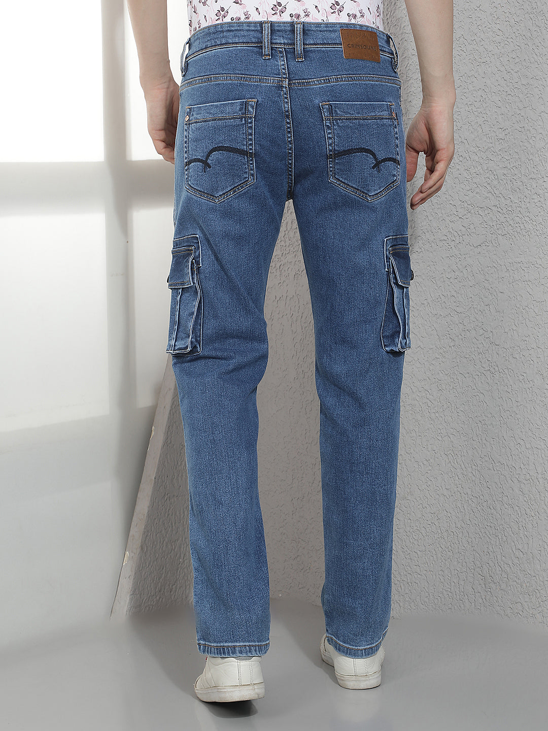 Trendy Medium Blue Cargo Jeans
