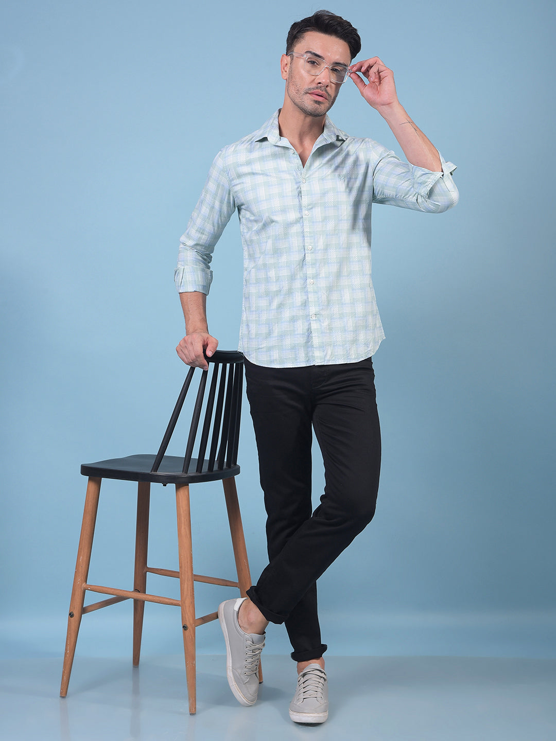 Green Checked 100% Cotton Shirt