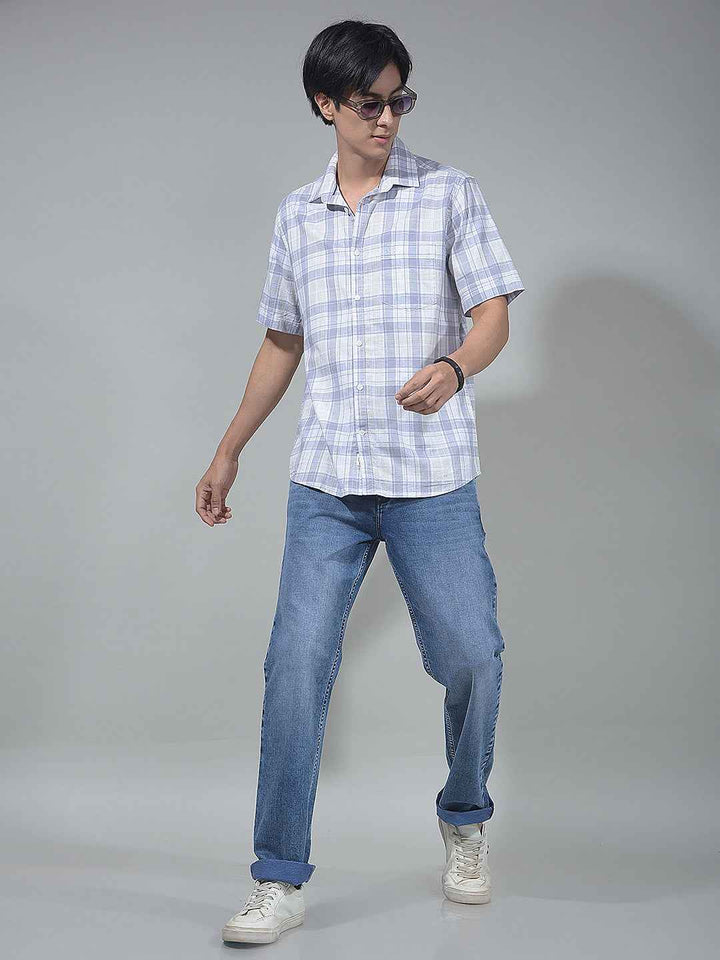 Purple Checked 100% Cotton Shirt